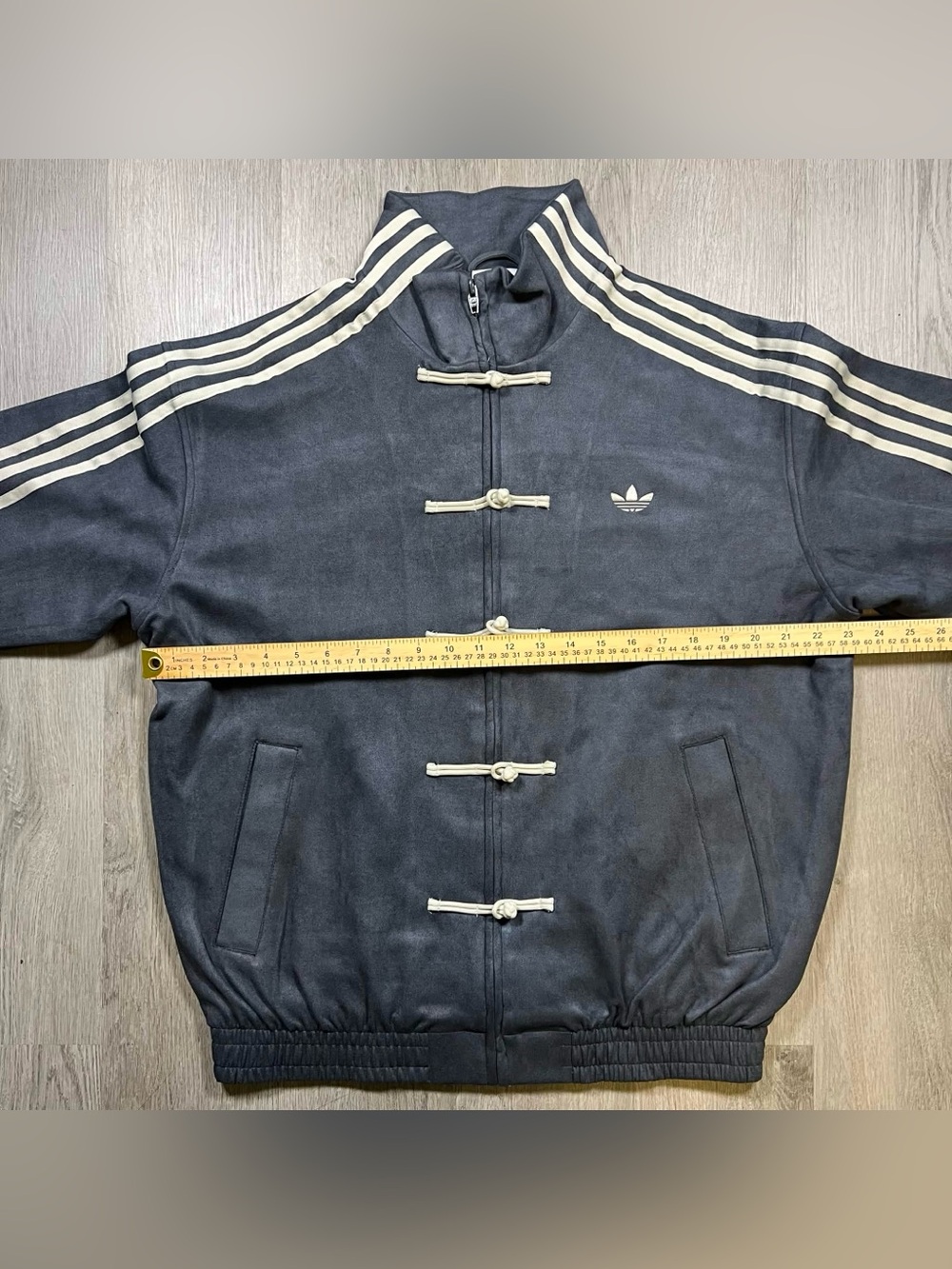 adidas Navy Performance Jacket with Cream Stripes - Picture 2 of 7